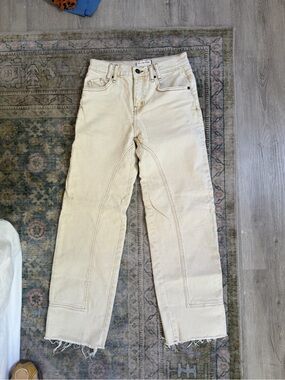 We The Free Women's Cream Mid-Rise Straight Jeans